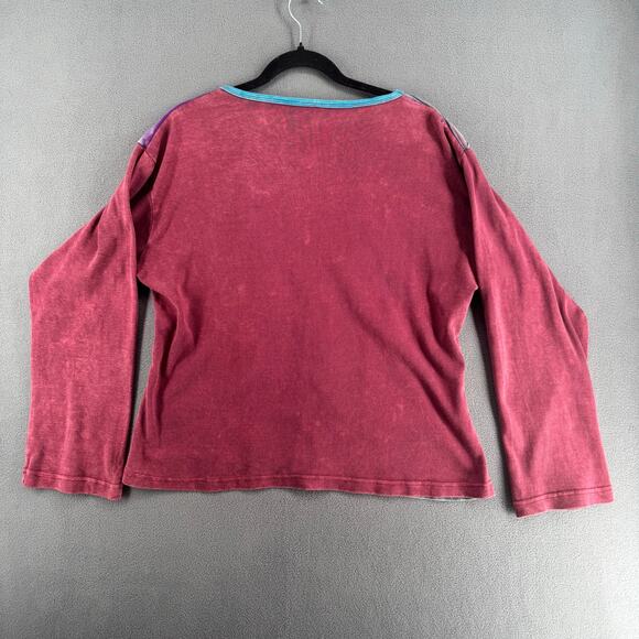 Vintage 90s Y2K Nepal? Embroidered Bohemian Long Sleeve Top No Tags M/L? - Picture 2 of 9
